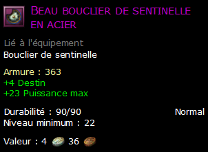 Beau bouclier de sentinelle en acier