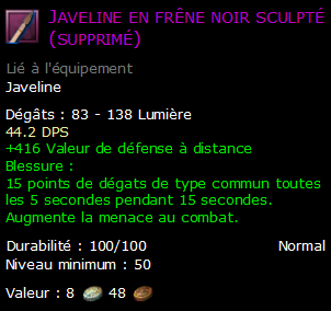 Javeline en frêne noir sculpté (supprimé)