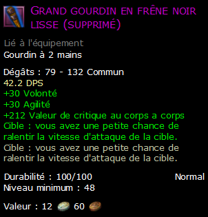 Grand gourdin en frêne noir lisse (supprimé)