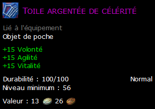 Toile argentée de célérité