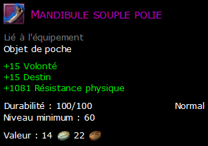 Mandibule souple polie