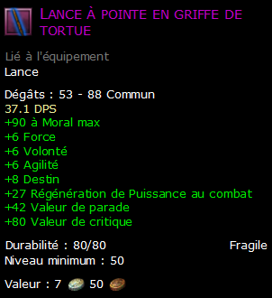 Lance à pointe en griffe de tortue