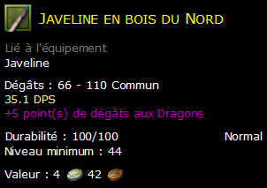 Javeline en bois du Nord