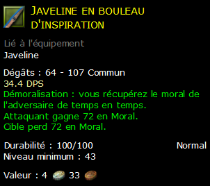 Javeline en bouleau d'inspiration