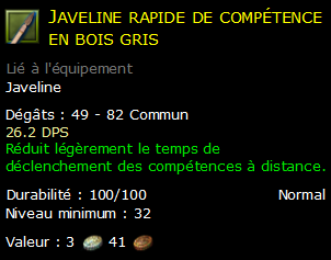 Javeline rapide de compétence en bois gris