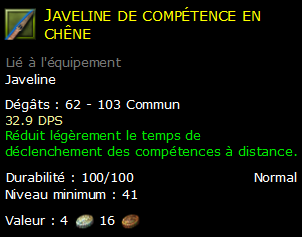 Javeline de compétence en chêne