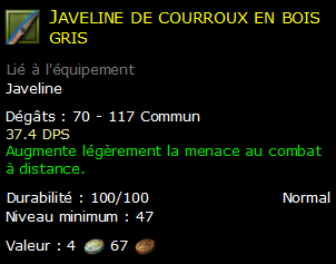 Javeline de courroux en bois gris