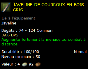 Javeline de courroux en bois gris