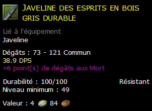 Javeline des esprits en bois gris durable