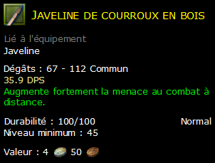 Javeline de courroux en bois