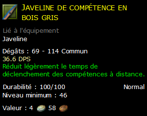 Javeline de compétence en bois gris