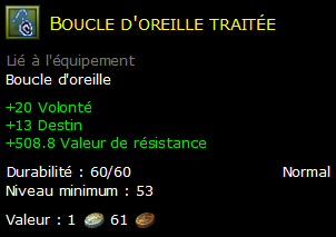 Boucle d'oreille traitée