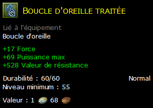 Boucle d'oreille traitée