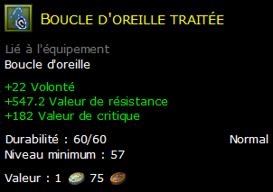 Boucle d'oreille traitée