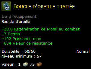 Boucle d'oreille traitée