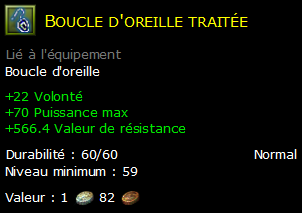 Boucle d'oreille traitée