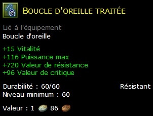 Boucle d'oreille traitée