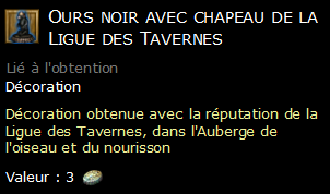 Ours noir avec chapeau de la Ligue des Tavernes