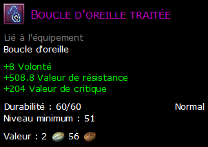 Boucle d'oreille traitée