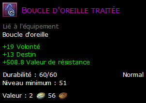 Boucle d'oreille traitée