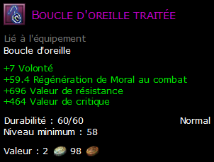 Boucle d'oreille traitée