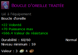 Boucle d'oreille traitée