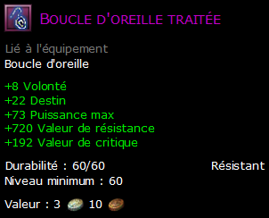 Boucle d'oreille traitée