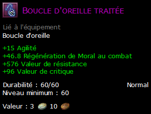 Boucle d'oreille traitée