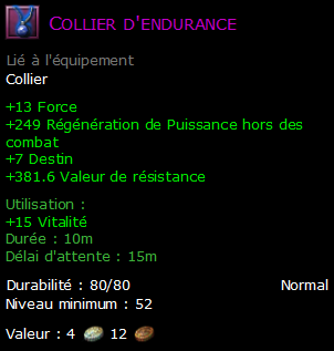 Collier d'endurance