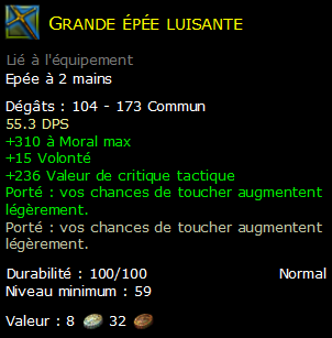 Grande épée luisante