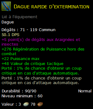 Dague rapide d'extermination