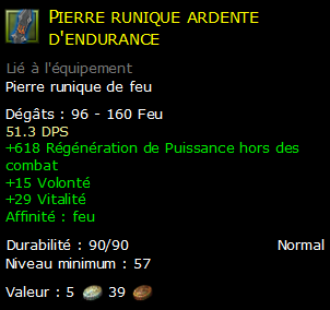 Pierre runique ardente d'endurance