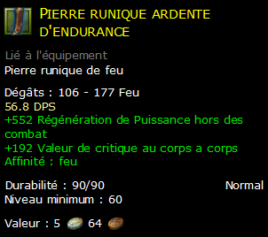 Pierre runique ardente d'endurance