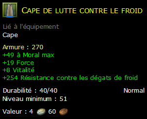 Cape de lutte contre le froid