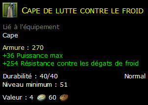 Cape de lutte contre le froid