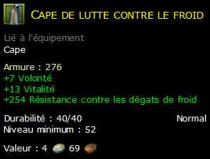 Cape de lutte contre le froid