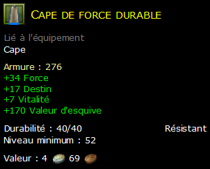 Cape de force durable