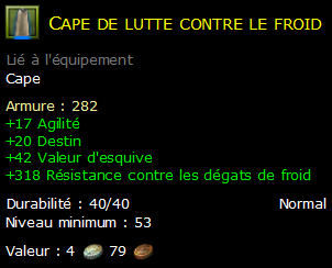 Cape de lutte contre le froid