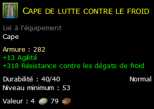 Cape de lutte contre le froid