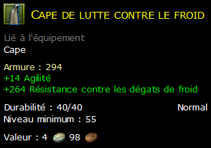 Cape de lutte contre le froid