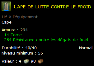 Cape de lutte contre le froid