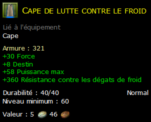 Cape de lutte contre le froid