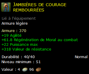 Jambières de courage rembourrées