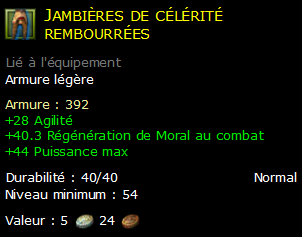 Jambières de célérité rembourrées