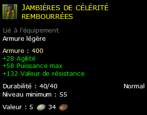 Jambières de célérité rembourrées