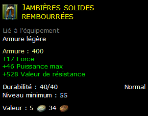 Jambières solides rembourrées