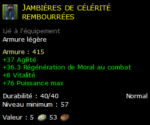 Jambières de célérité rembourrées