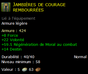 Jambières de courage rembourrées