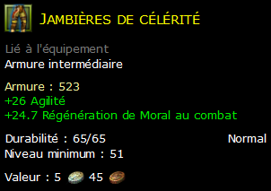 Jambières de célérité