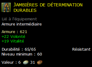 Jambières de détermination durables